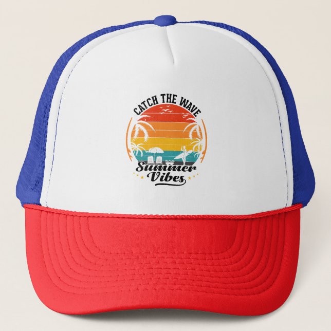 Catch the Wave Summer Vibes Trucker Hat (Front)