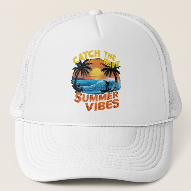 catch The Waves Summer Vibes Trucker Hat (Front)