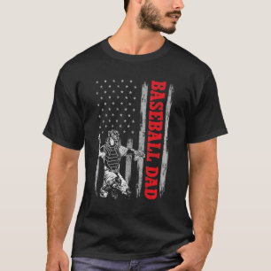 Catcher Baseball For Men American Flag Baseball D T-Shirt
