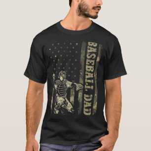 Catcher Baseball  Men Baseball Dad Camo American F T-Shirt