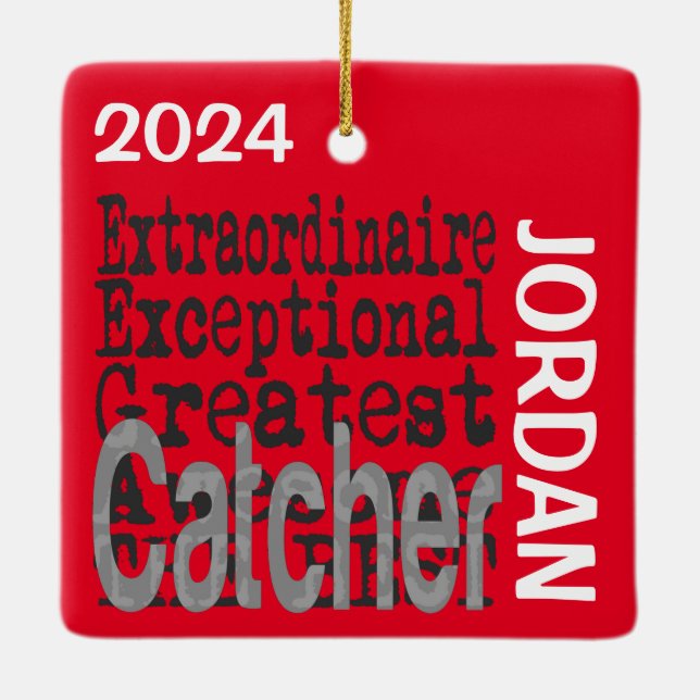 Catcher Extraordinaire CUSTOM Ceramic Ornament (Back)