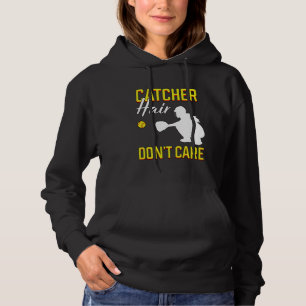 Catcher Hair Don T Care Softball Player Fielding G Hoodie