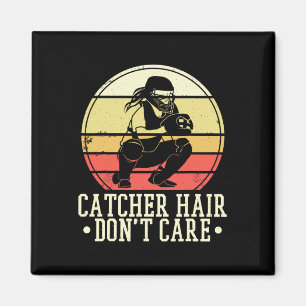 Catcher Hair Don't Care, Softll Player And Coach  Magnet