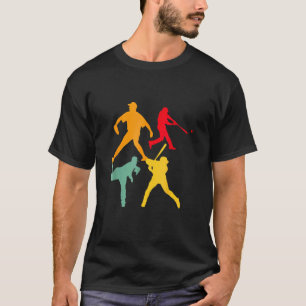 Catcher Pitcher Batter Boys Men's Retro Baseball P T-Shirt