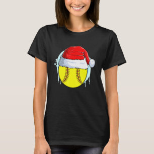 Catcher Pitcher Girls Christmas Softball Ball Sant T-Shirt