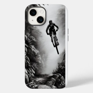 Catching Air - Mountain Bike Digital Pencil Sketch iPhone 14 Case