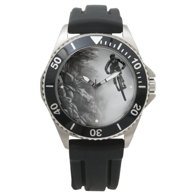 Catching Air - Mountain Bike Digital Pencil Sketch Watch (Front)