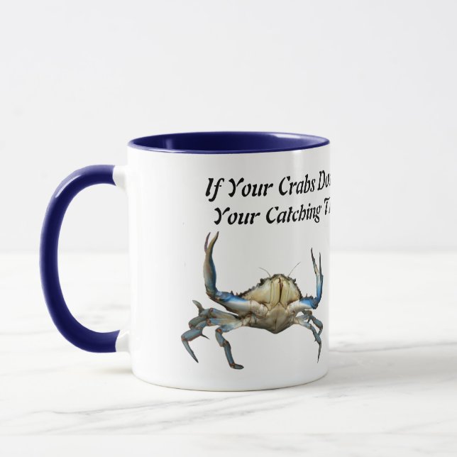 Catching Crabs, Funny,  Blue Combo Coffee Mug (Left)