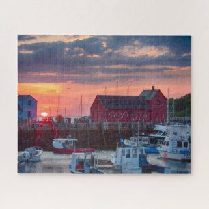Catching Dawn on Rockport Harbor Jigsaw Puzzle