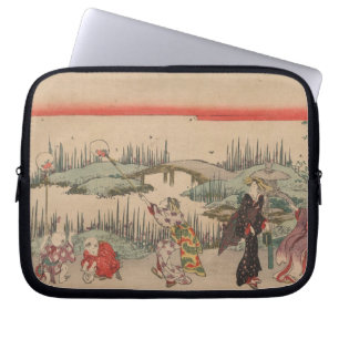 Catching Fireflies (colour woodcut) Laptop Sleeve