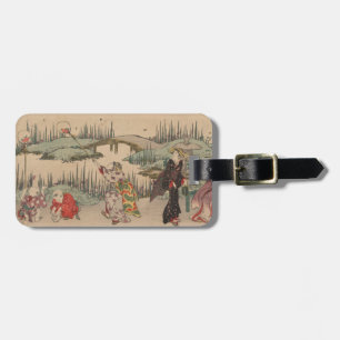 Catching Fireflies (colour woodcut) Luggage Tag