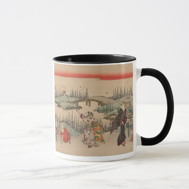 Catching Fireflies (colour woodcut) Mug (Right)