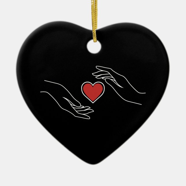 Catching Heart Ceramic Ornament (Front)