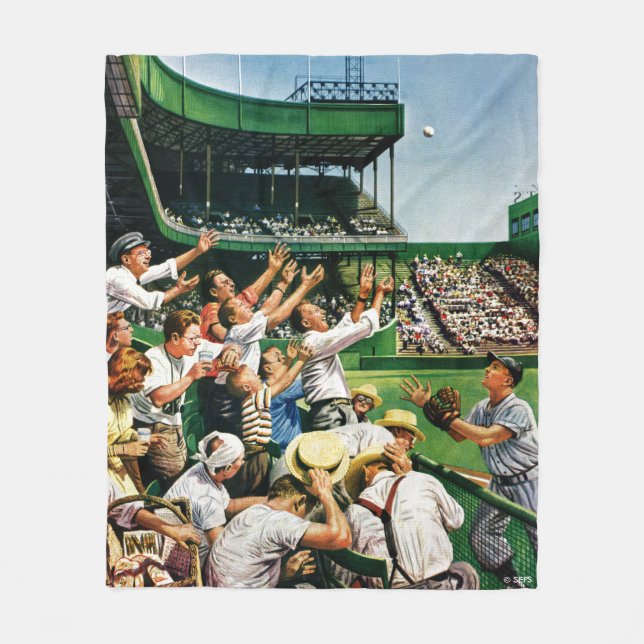 Catching Home Run Ball Fleece Blanket (Front)