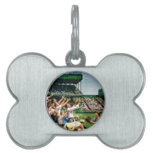 Catching Home Run Ball Pet Name Tag
