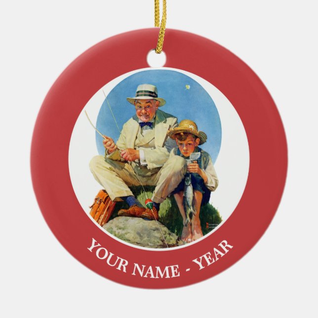 Catching the Big One Ceramic Ornament (Front)