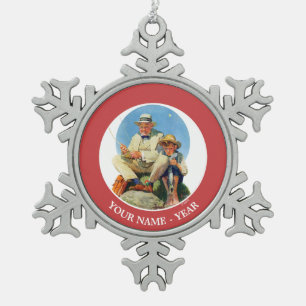 Catching the Big One Snowflake Pewter Christmas Ornament