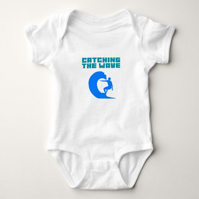 Catching the Wave - Surfing Baby Bodysuit (Front)