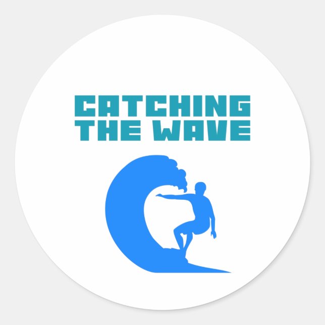 Catching the Wave - Surfing Classic Round Sticker (Front)
