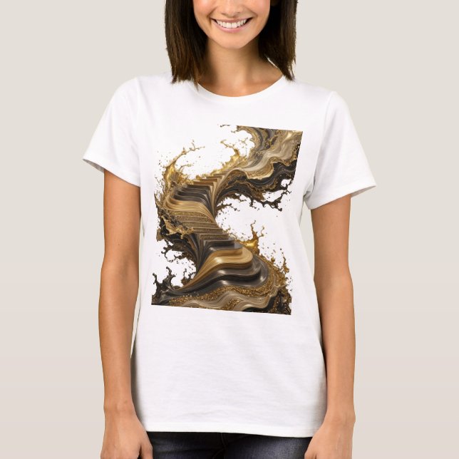 Catchy Gold ABSTRACT ART Statement Tee (Front)