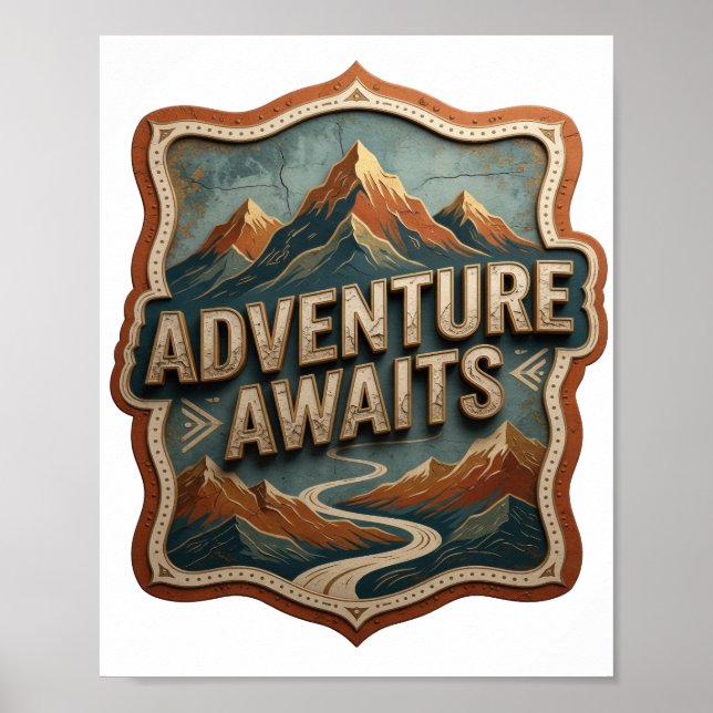 Catchy Gold ADVENTURE AWAITS Print (Front)