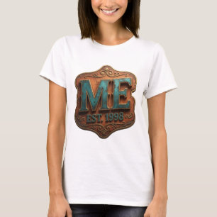 Catchy Gold ME EST 1998 Text Design T-Shirt