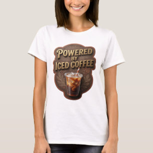Catchy Gold POWERED BY ICED COFFEE Modern Design T-Shirt