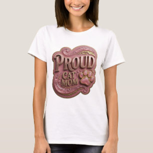 Catchy Gold PROUD CAT MOM Modern Design T-Shirt