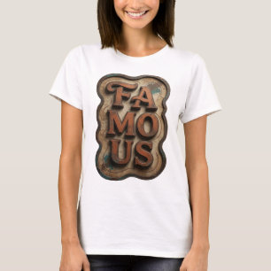 Catchy Orange FAMOUS Statement Design T-Shirt