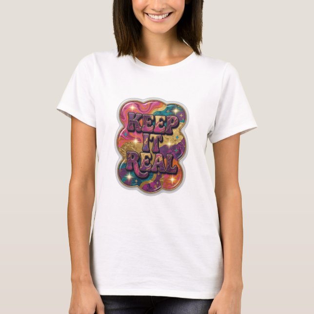 Catchy Purple KEEP IT REAL Graphic Tee (Front)