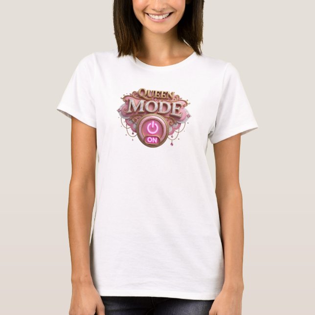 Catchy Red QUEEN MODE ON Slogan Tee (Front)