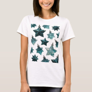 Catchy Silver BLUE STAR ORNAMENTS Custom Tee