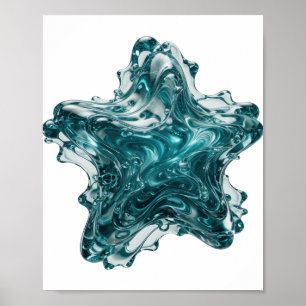 Catchy Silver BLUE STAR Text Design Poster