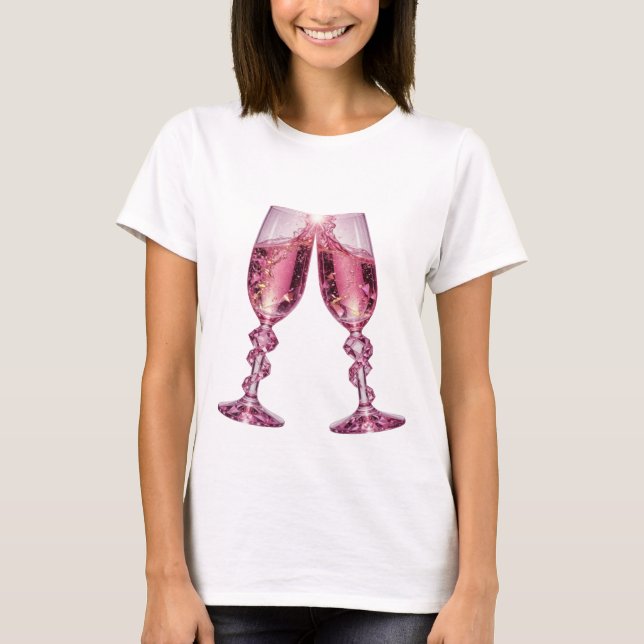 Catchy Silver CHAMPAGNE GLASSES Tee (Front)