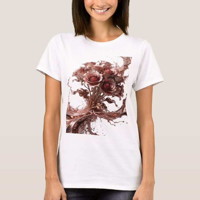 Catchy Silver CHOCOLATE ROSES Slogan Tee (Front)