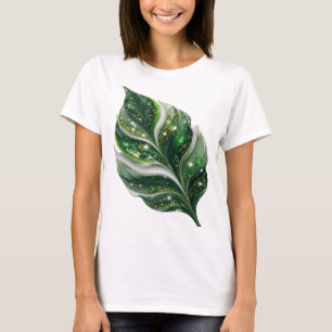 Catchy Silver GREEN LEAF WITH STARS Quote Design T-Shirt