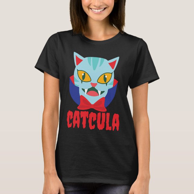 Catcula Cat Vampire Dracula Vampirina Halloween Co T-Shirt (Front)