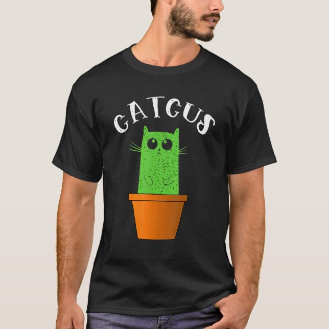 Catcus Cat And Cactus T-Shirt (Front)
