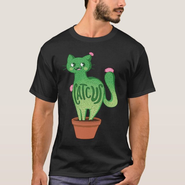 Catcus Cat Cactus Succulent Plants Kitty Lovers Fu T-Shirt (Front)