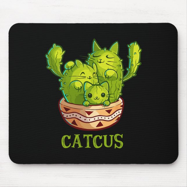 Catcus Cute Cat And Cactus Mexican Cactus Cinco De Mouse Pad (Front)
