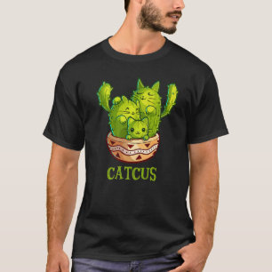 Catcus Cute Cat And Cactus Mexican Cactus Cinco De T-Shirt