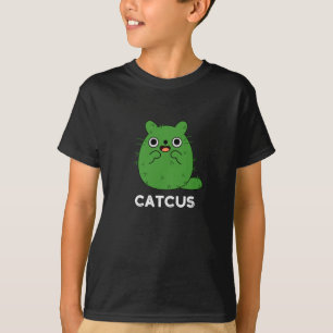 Catcus Funny Cat Cactus Pun Dark BG T-Shirt