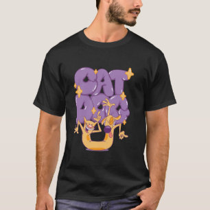 CatDog Dancing Purple Bubble Letters Retro Cartoon T-Shirt