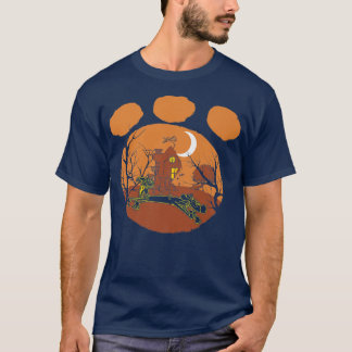 CatDog Paw Print Halloween Haunt  T-Shirt