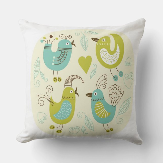 cate cartoon birds cushion (Front)