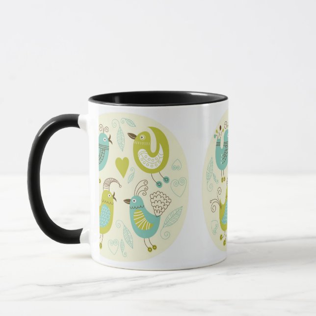 cate cartoon birds mug (Left)