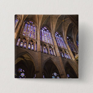 Catedral de Leon, interior stained glass windows 15 Cm Square Badge