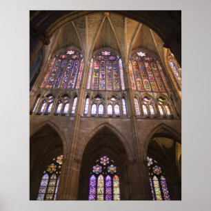 Catedral de Leon, interior stained glass windows Poster