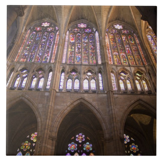 Catedral de Leon, interior stained glass windows Tile (Front)