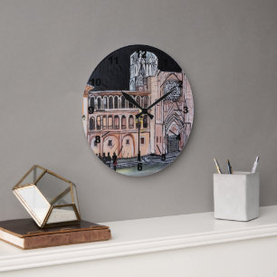 Catedral de Santa María Painting by Alfred Fox Large Clock